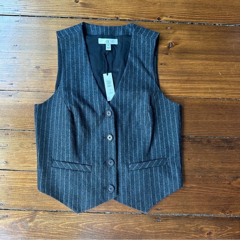 NWT Banana Republic Wool Pinstripe Button-Up Vest